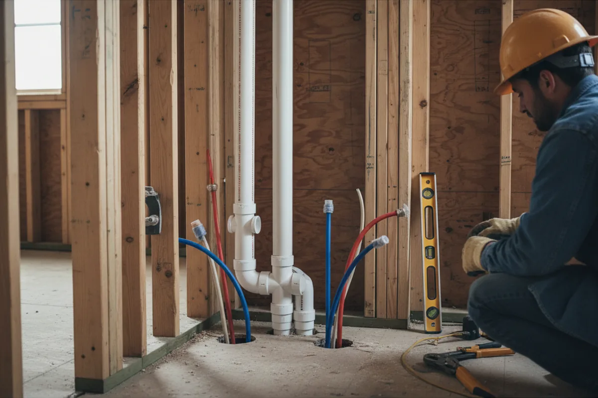 Drain and supply rough-in during Leak Detection in Monroe